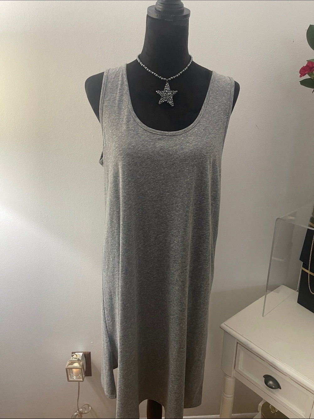 Relaxed Los Angeles Light Grey Sleeveless Tank  Shift Dress